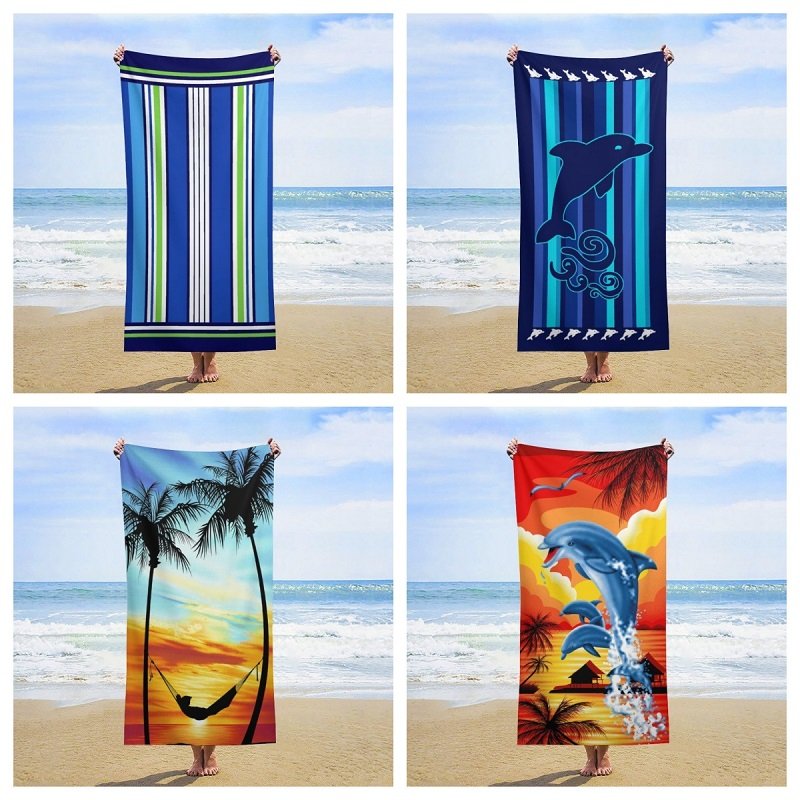 Quick-dry microfiber beach towel showing sand-free technology