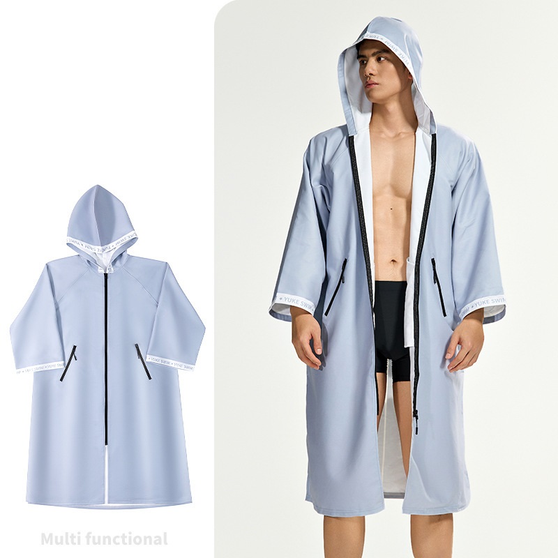 Hooded changing robe for warmth
