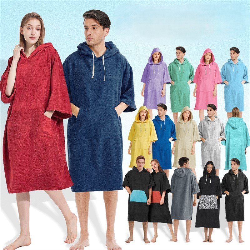 Microfiber surf poncho for travel and beach use