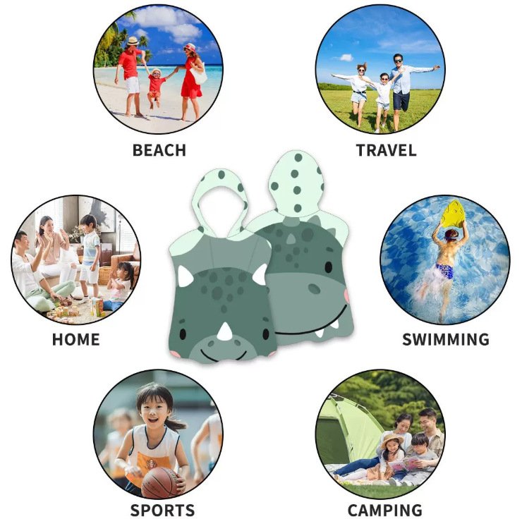Children beach poncho hooded towel in vibrant colors