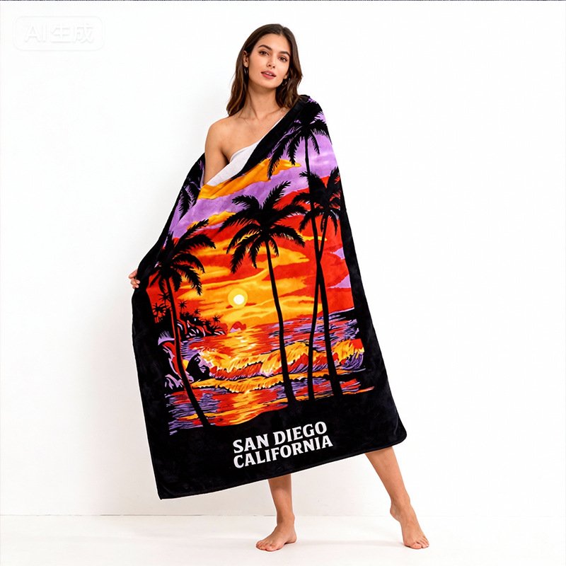Sustainable branded beach towels custom printing — Favor Houseware