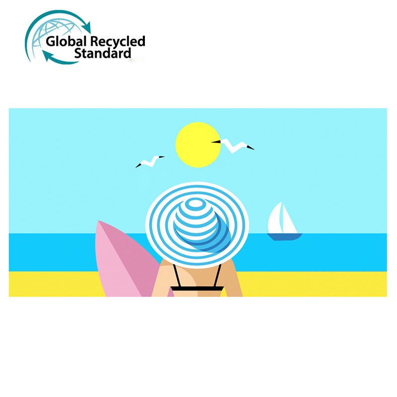 Eco-friendly recycled rPET beach towel in vibrant colors
