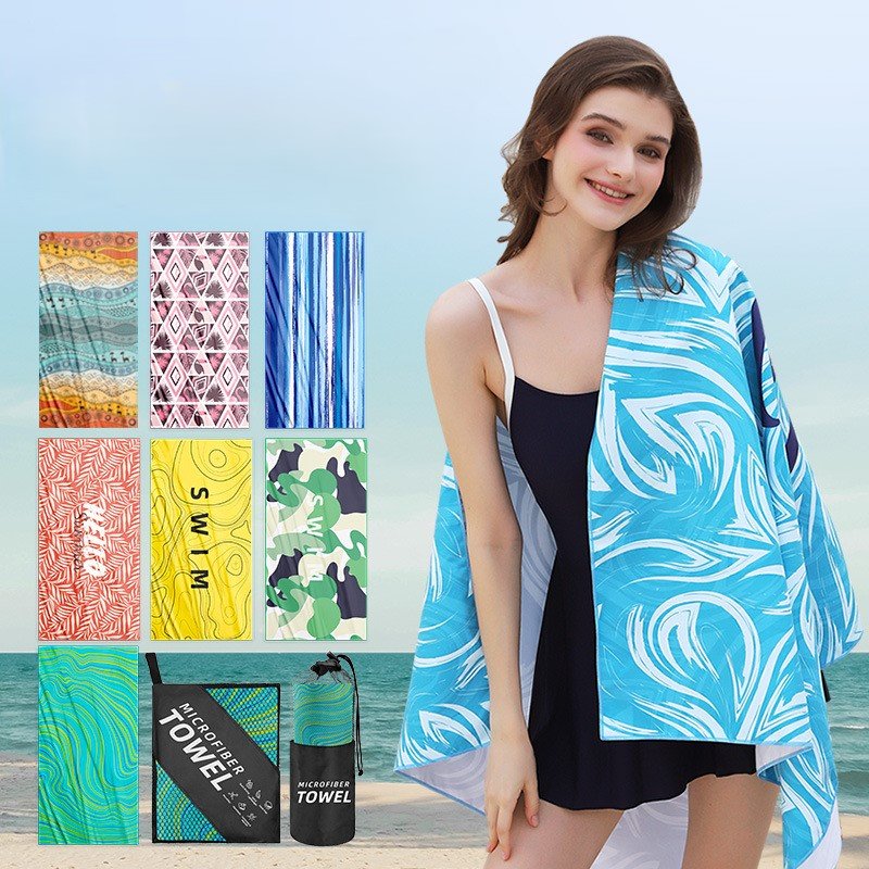 Beach towel design mockup showing optimal logo placement and personalization areas