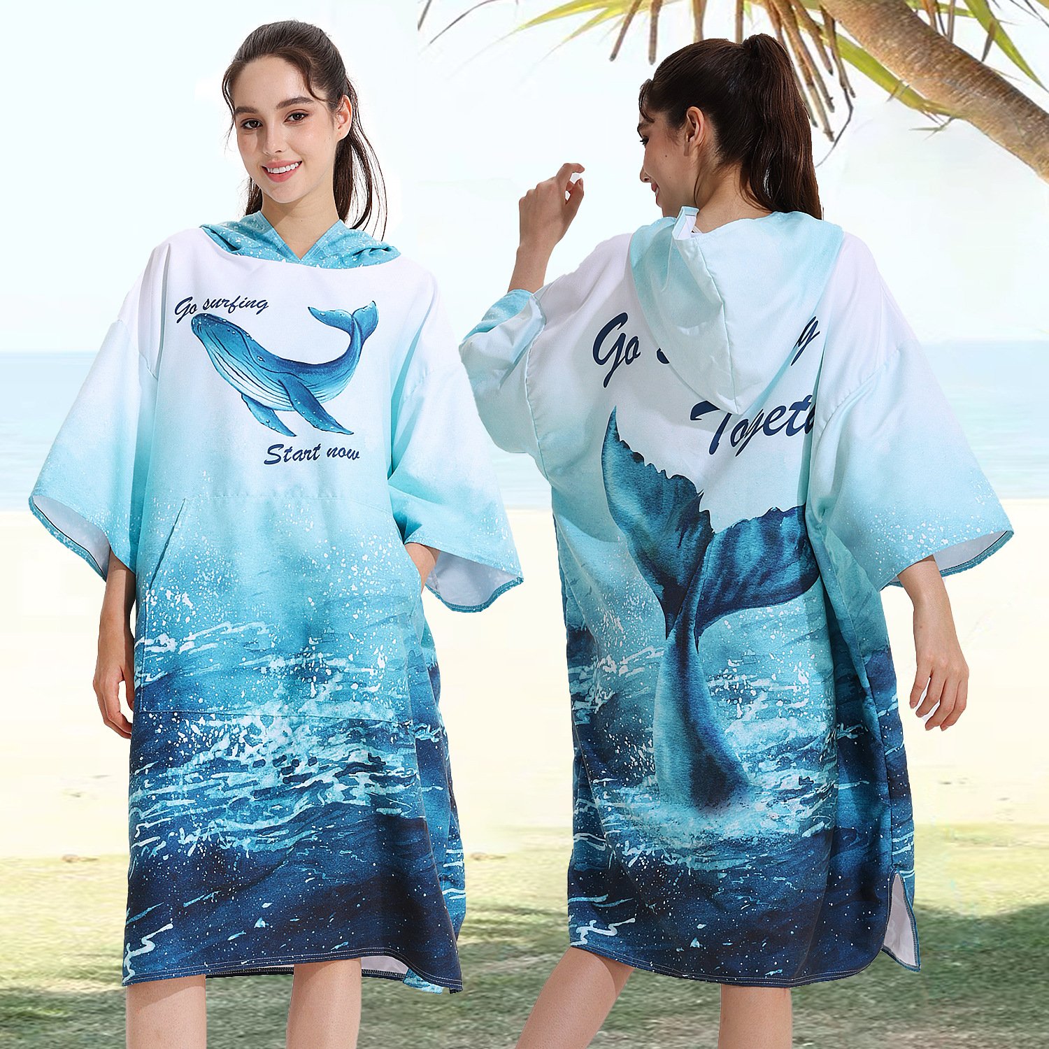 Custom beach poncho towel options