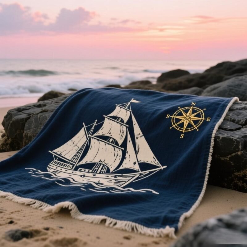 Instagrammable custom beach towel with vibrant colors and bold pattern