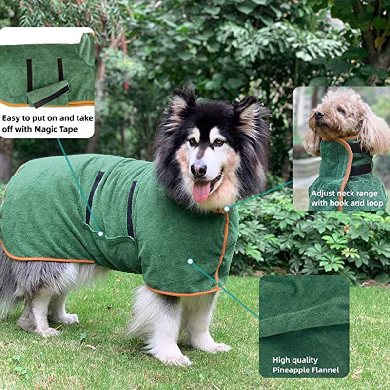 Happy dog after cleanup with microfiber pet travel towel