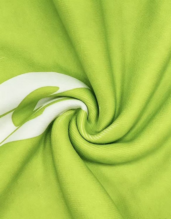 Close-up of lime green velour microterry towel fabric